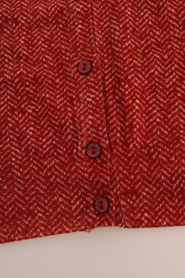 Dolce & Gabbana Red Wool Top Cardigan Sweater