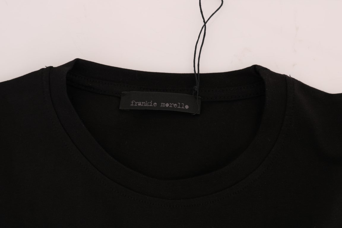 Frankie Morello Black Cotton RIDERS Crewneck T-Shirt