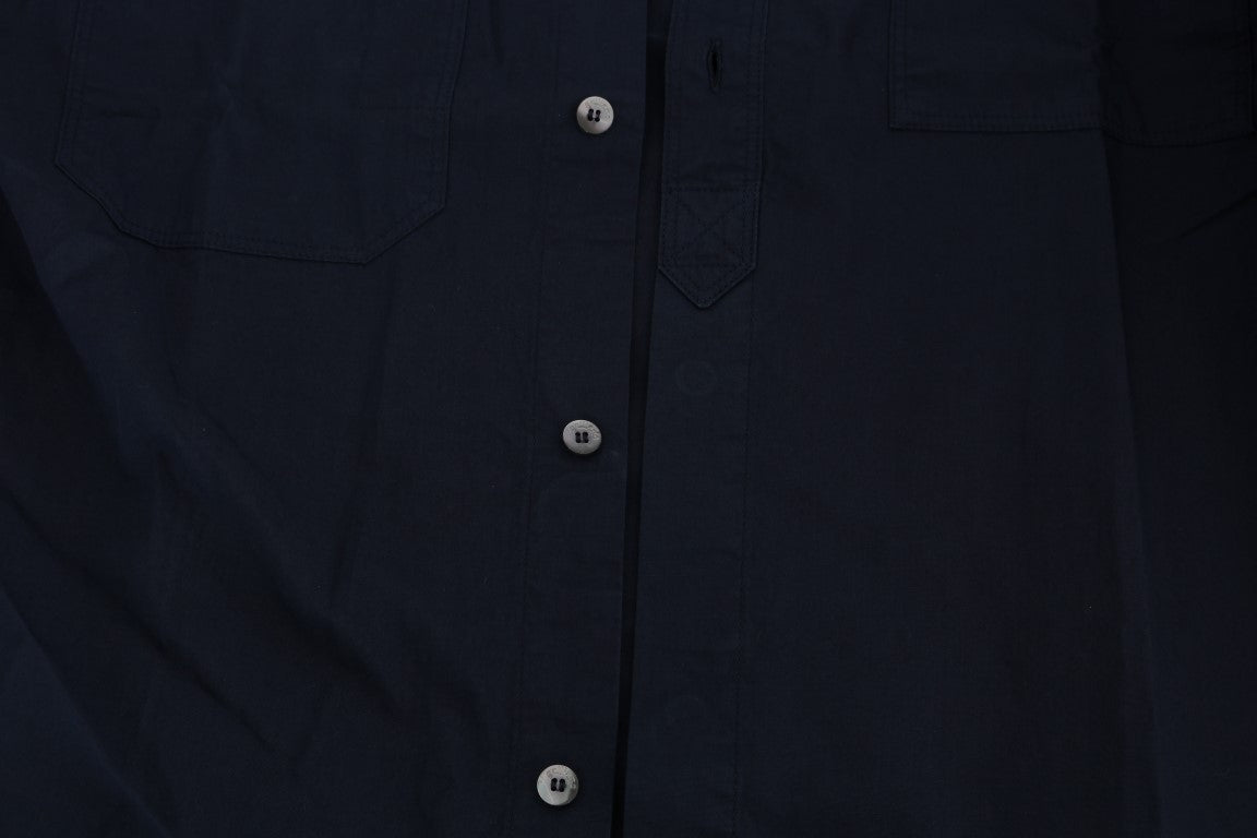 John Galliano Blue Casual Cotton Long Sleeve Shirt