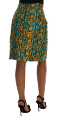 Dolce & Gabbana Multicolor Jacquard Straight Pencil Skirt