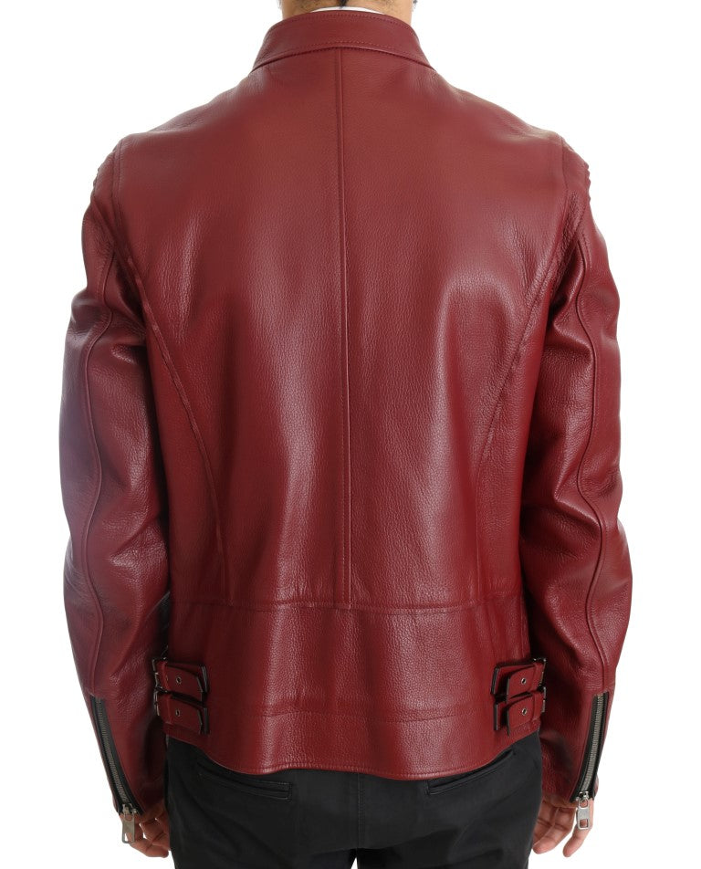 Dolce & Gabbana Red Leather Deerskin Jacket
