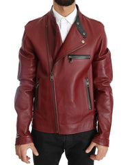 Dolce & Gabbana Red Leather Deerskin Jacket