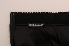 Dolce & Gabbana Gold Black Short Mini Skirt