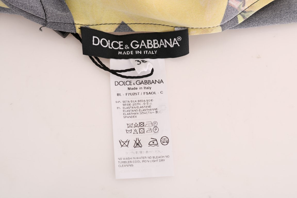 Dolce & Gabbana Multicolor Lemon Silk Stretch T-Shirt