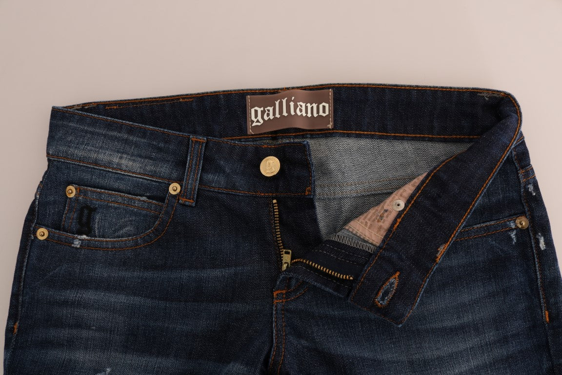 John Galliano Blue Wash Cotton Stretch Skinny Low Jeans