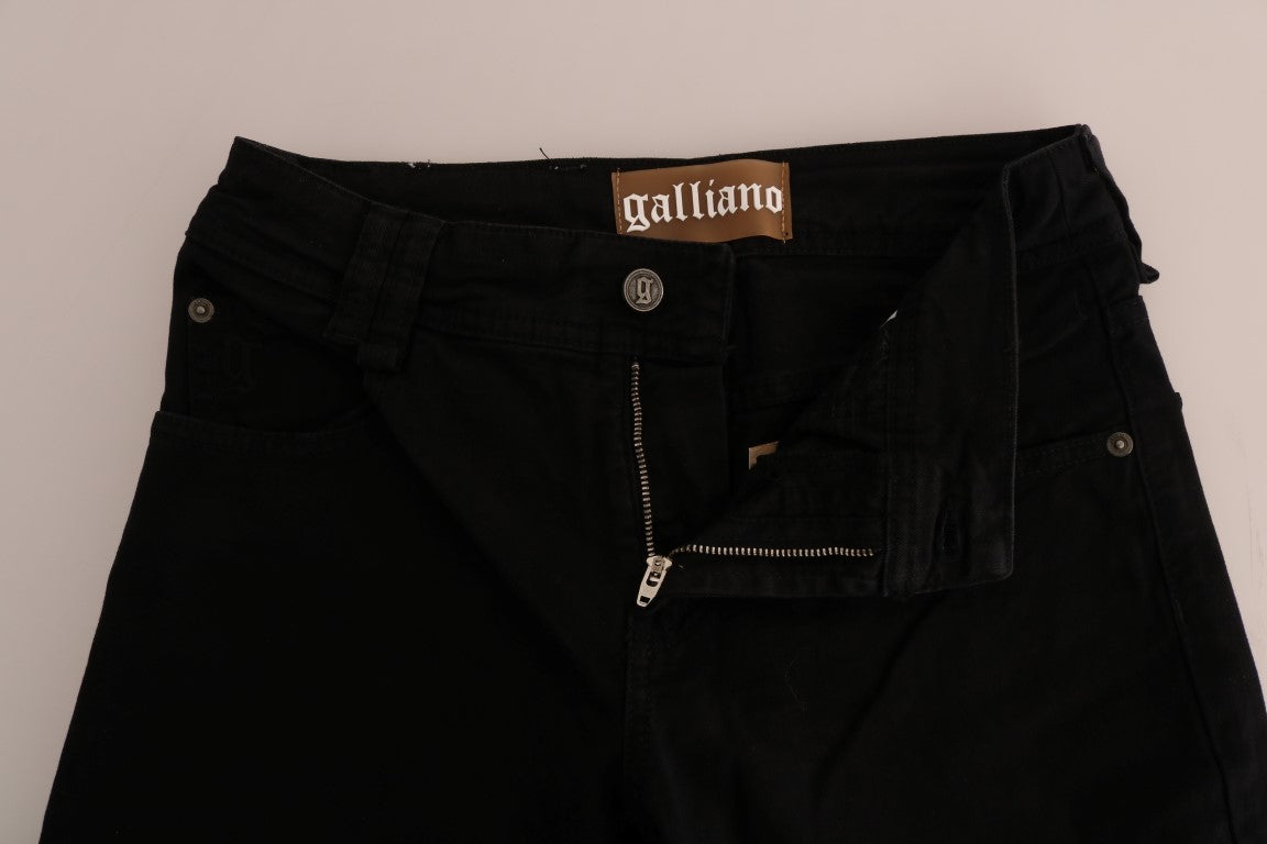 John Galliano Black Cotton Denim Stretch Regular Fit Jeans