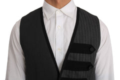 Dolce & Gabbana Gray Wool Patterned Slim Vest