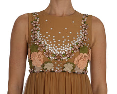 Dolce & Gabbana Crystal Silk Gold A-Line Gown Dress