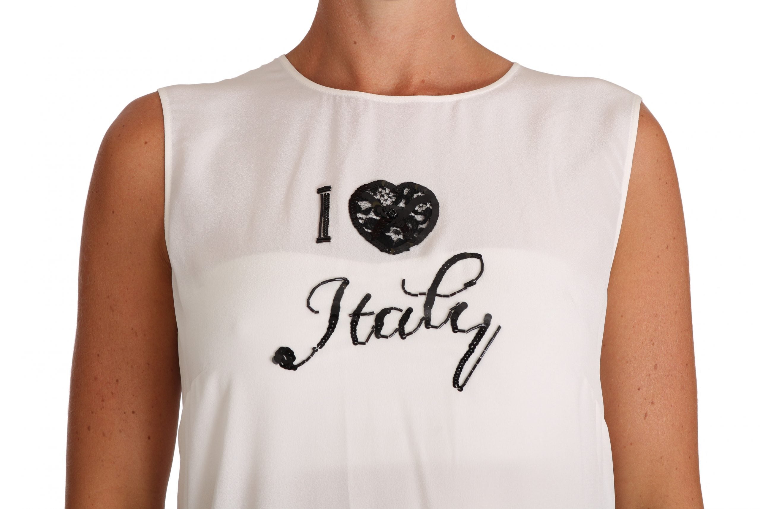 Dolce & Gabbana White Silk I LOVE ITALY Cami T-shirt