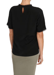 Dolce & Gabbana Black Silk Lace Top Blouse T-Shirt