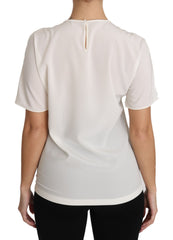 Dolce & Gabbana White Silk Stretch #dgfamily T-shirt