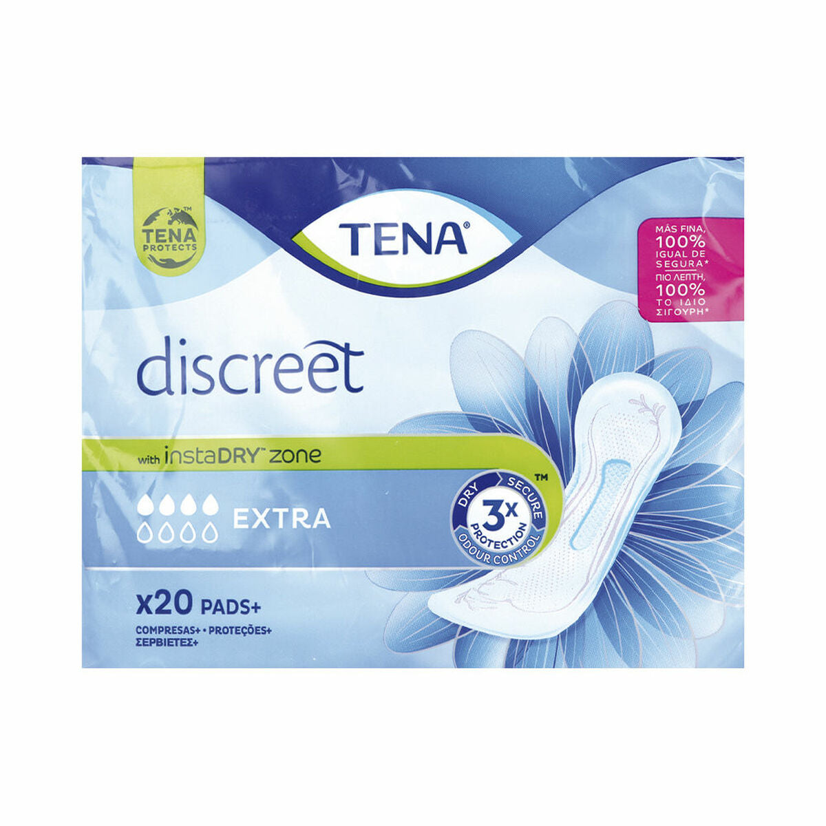 Normal sanitary pads without wings Tena Discreet Extra 20 Units