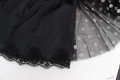 Dolce & Gabbana Black White Polka Dotted Ruffled Dress