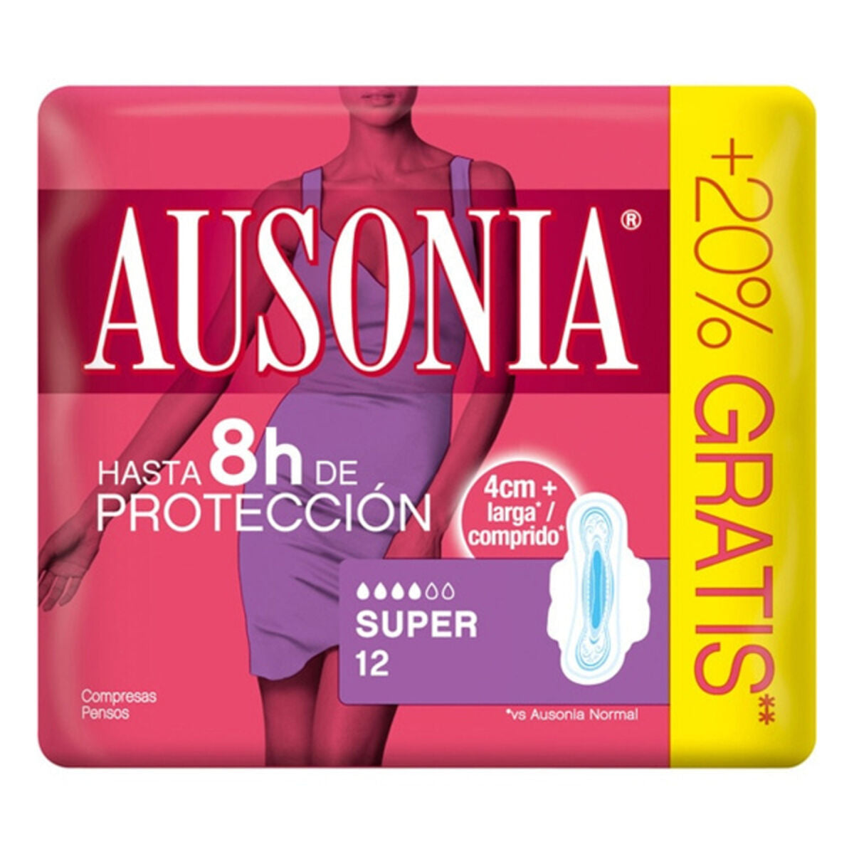 Compresses Super avec Ailes Ausonia (12 uds)