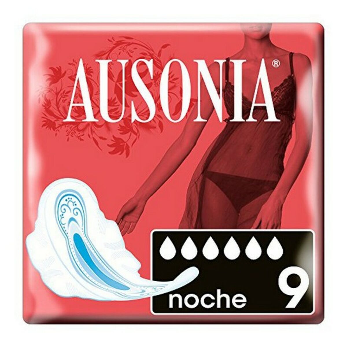 Night Sanitary Pads with Wings Ultra Ausonia (9 uds)