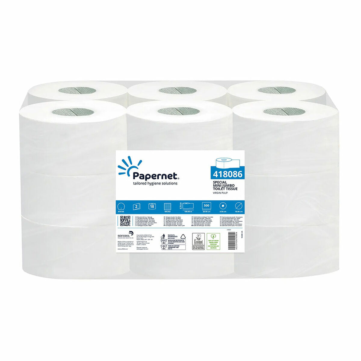 Papier Toilette Papernet Mini Jumbo 418086 (18 Unités) Double couche