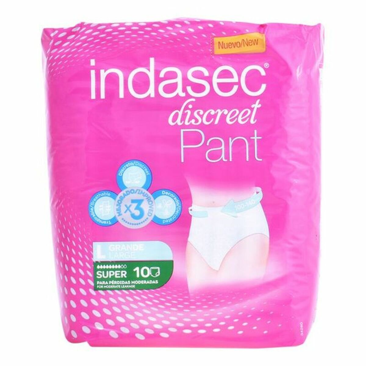 Couches pour Incontinence Pant Super Talla Grande Indasec (10 uds)