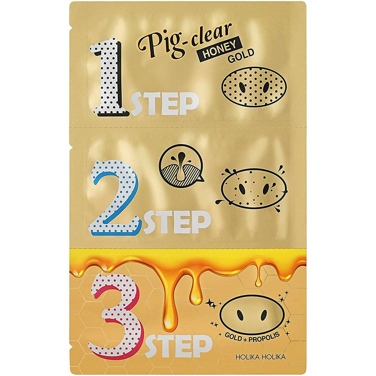 Masque antipores Holika Holika Pig Clear Honey Gold 3 Step