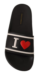 Dolce & Gabbana Elegant Black Leather Slide Sandals for Her