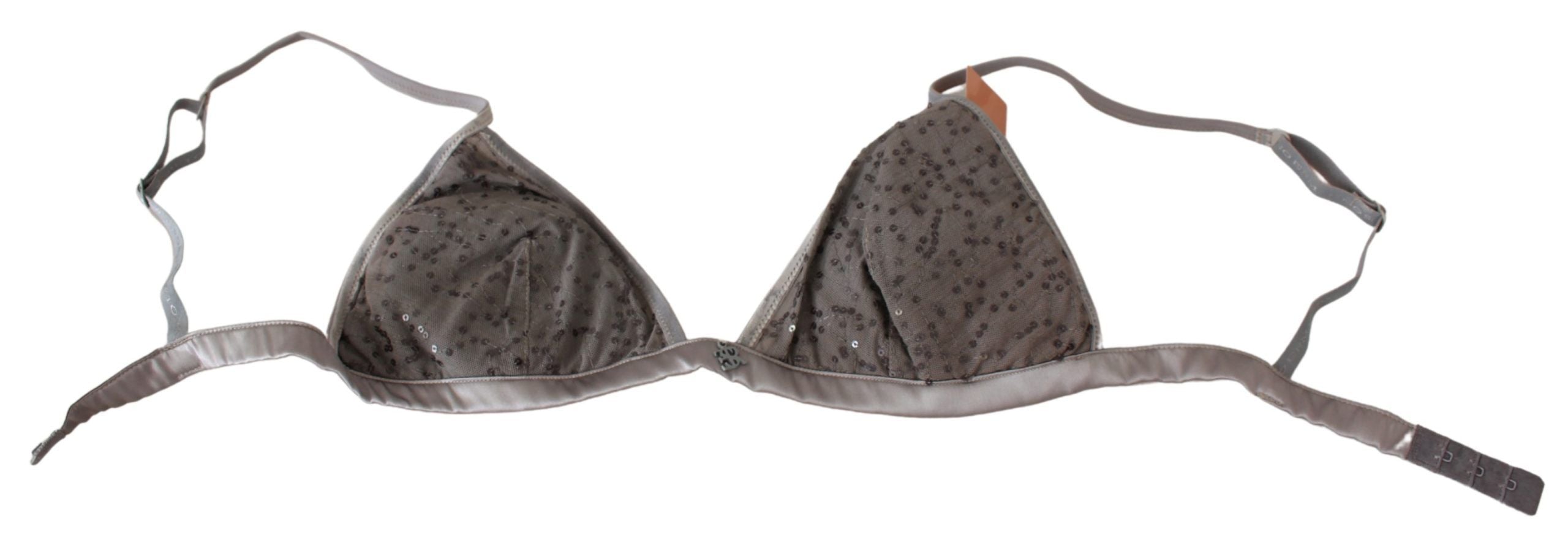 Ermanno Scervino Gray Nylon Sequined Triangolo Bra Underwear