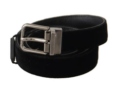 Dolce & Gabbana Elegant Black Cotton-Leather D&G Belt