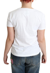 Moschino White Printed Cotton Short Sleeves Tops T-shirt