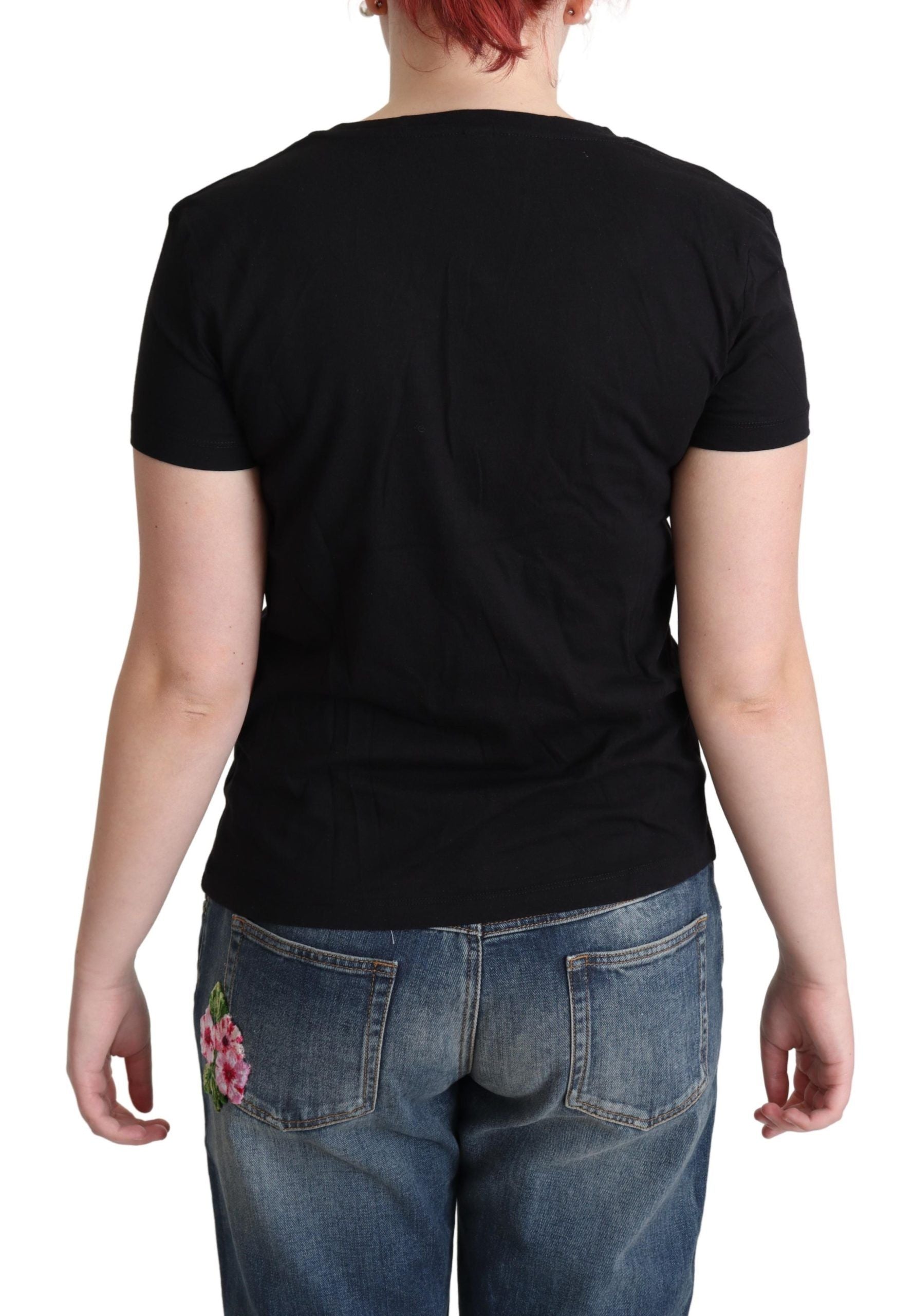 Moschino Black Printed Cotton Short Sleeves T-shirt