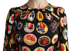 Dolce & Gabbana Multicolor Desserts A-line Maxi Silk Pie Dress