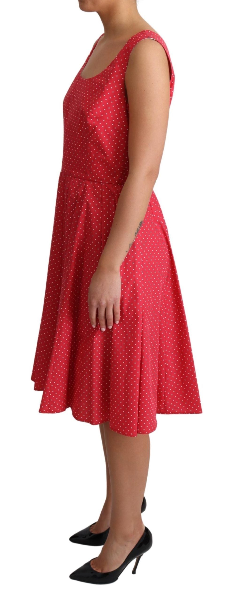 Dolce & Gabbana Red Polka Dotted Cotton A-Line Dress