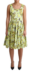 Dolce & Gabbana Yellow Floral Cotton Stretch Gown Dress