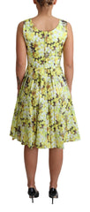 Dolce & Gabbana Yellow Floral Cotton Stretch Gown Dress