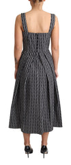 Dolce & Gabbana Black White Pattern Cotton A-Line Dress