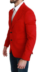Dolce & Gabbana Red Cashmere Slim Fit Coat Jacket Blazer