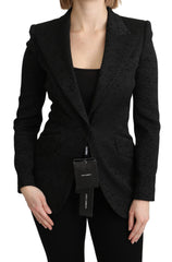 Dolce & Gabbana Black Brocade Single Breasted Blazer Jacket