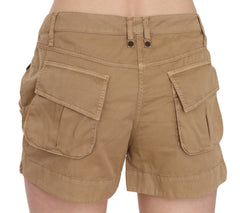 PLEIN SUD Brown Mid Waist 100% Cotton Mini Shorts