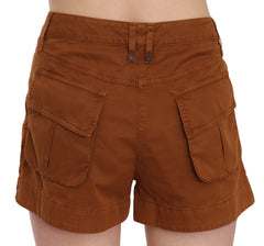 PLEIN SUD Brown Mid Waist Cotton Denim Mini Shorts