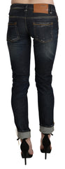 Acht Blue Washed Low Waist Skinny Cropped Denim Pant