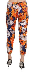 LANACAPRINA Floral Print Skinny Mid-Waist Pants