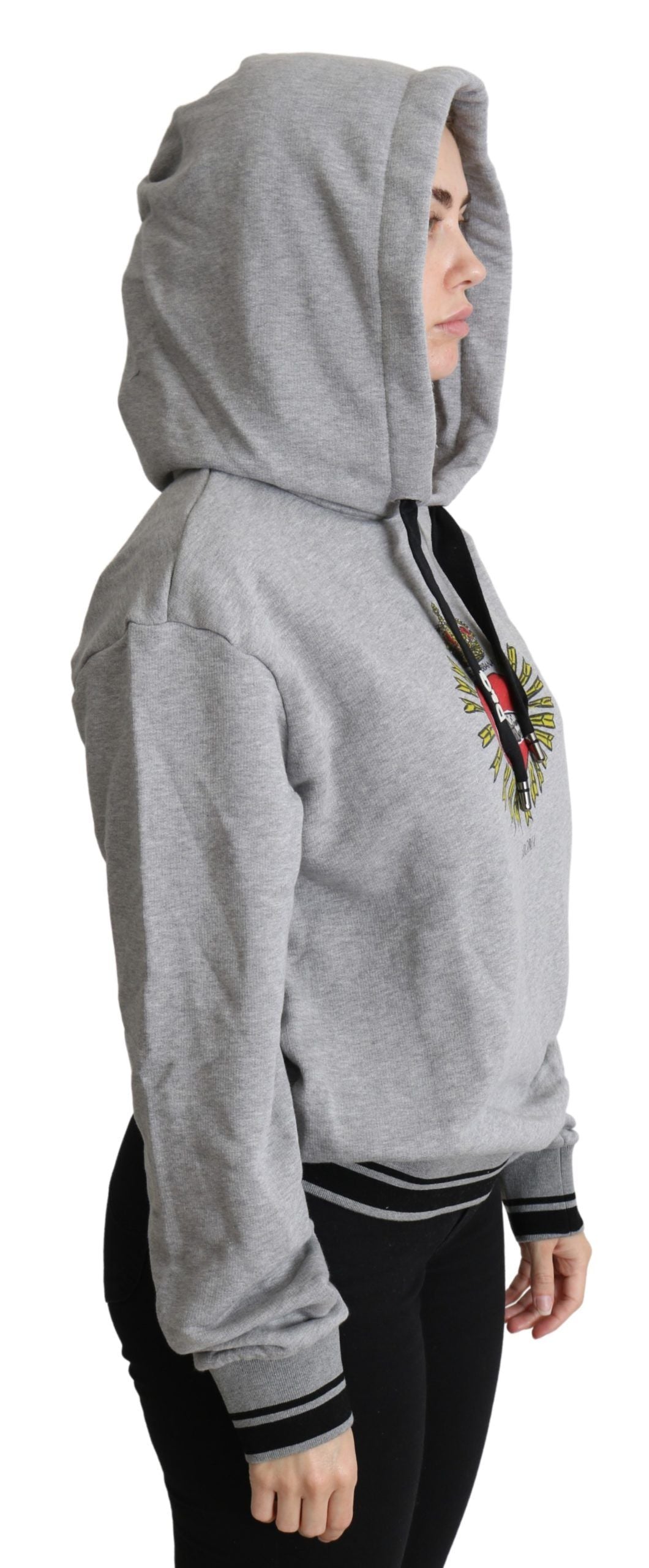 Dolce & Gabbana Gray Printed Hooded Exclusive Logo Sweater