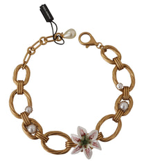 Dolce & Gabbana Elegant Gold Lilly Flower Pendant Necklace