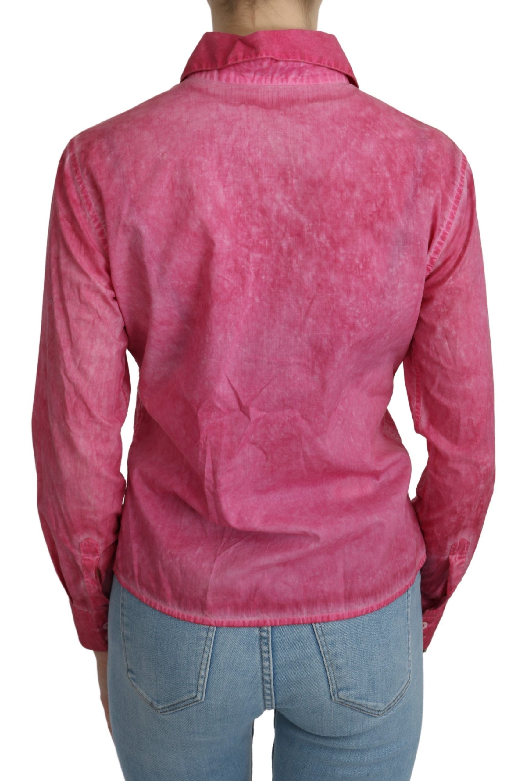 Ermanno Scervino Pink Collared Long Sleeve Shirt Blouse Top