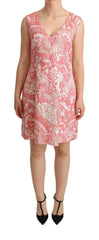 Dolce & Gabbana Pink Floral Jacquard Pleated Sheath Dress