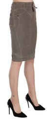 Just Cavalli Gray Corduroy Pencil Straight A-Line Skirt