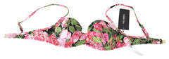 Dolce & Gabbana Pink Floral Print Swimsuit Beachwear Bikini Tops