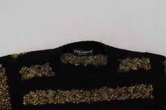 Dolce & Gabbana Elegant Black and Gold Crystal Sweater