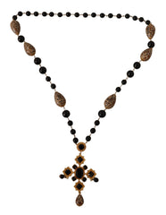 Dolce & Gabbana Elegant Charm Cross Necklace with Crystal Details