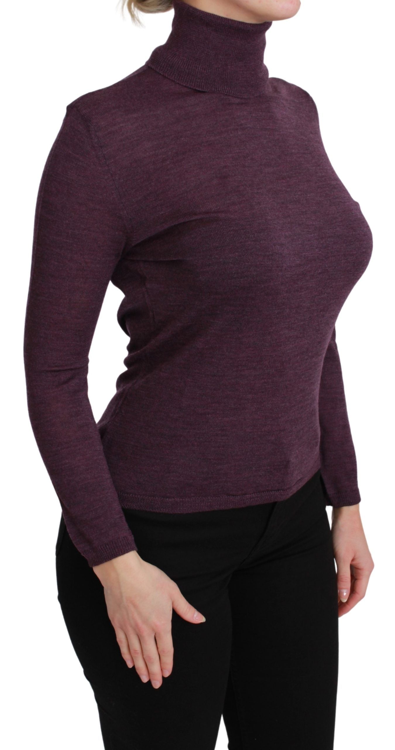 BYBLOS Purple Turtleneck Long Sleeve Pullover Top Wool Sweater