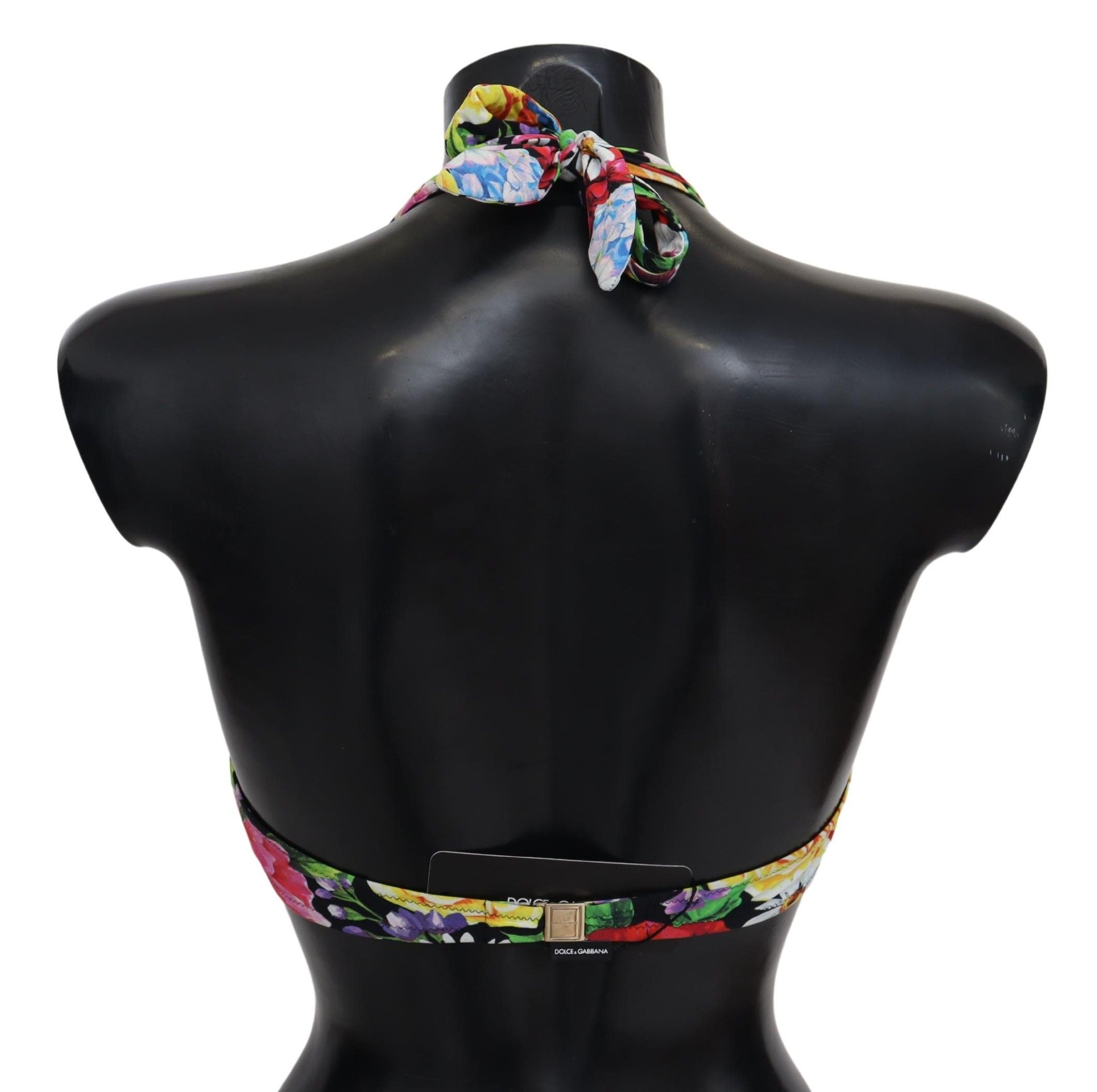 Dolce & Gabbana Multicolor Floral Print Swimwear Bikini Tops