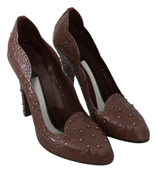 Dolce & Gabbana Brown Floral Crystal Heels CINDERELLA Shoes