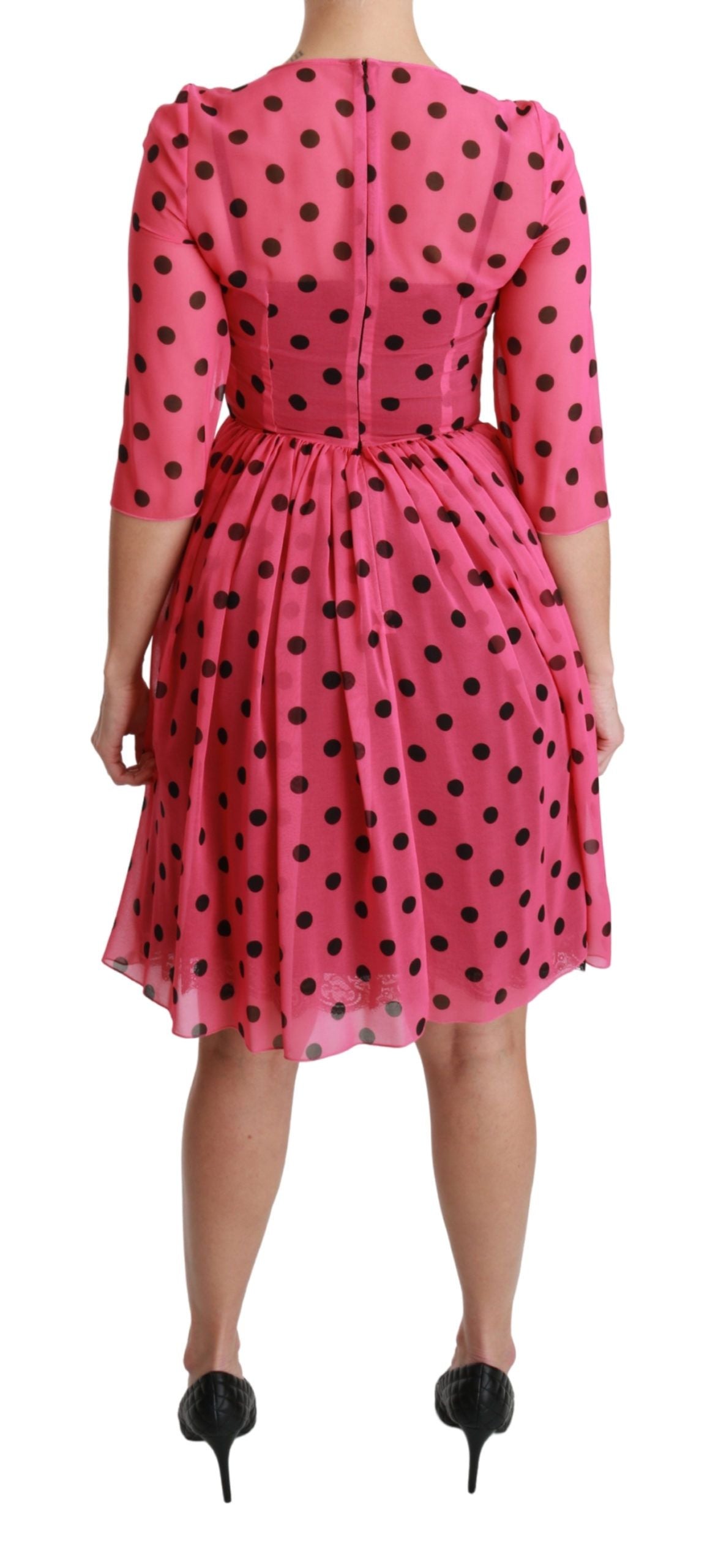 Dolce & Gabbana Pink Polka Dots A-line Knee Length Dress